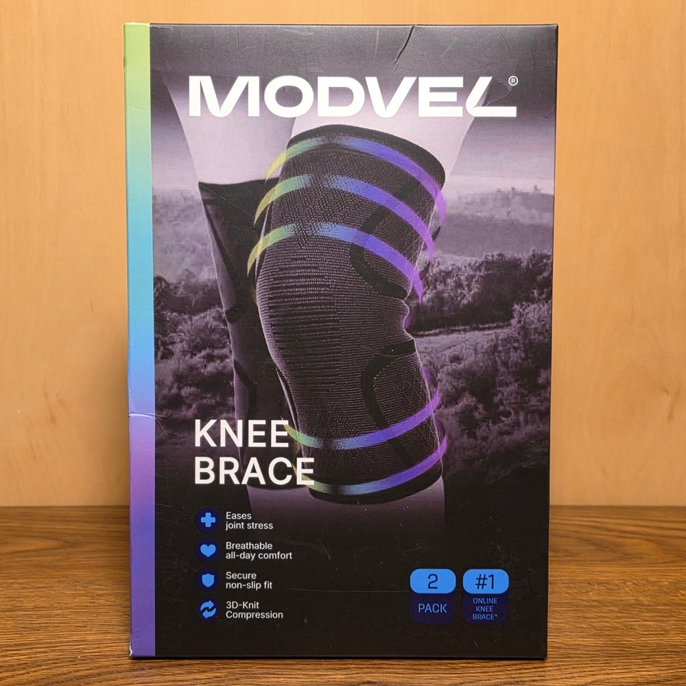 MODVEL Knee Brace Compression Sleeves 2 Pack XL Men Women Black New Sealed